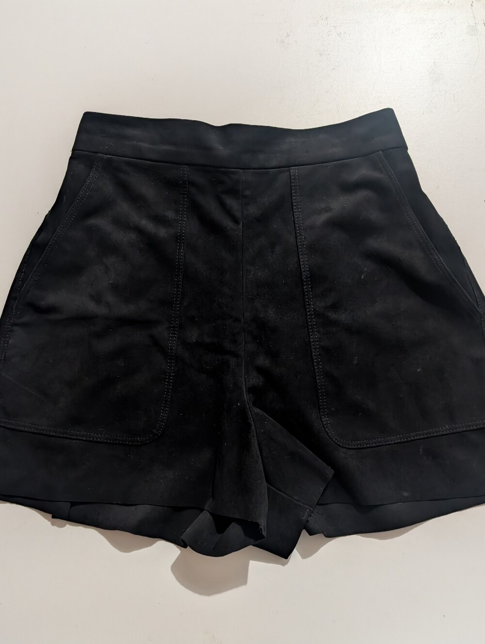 Wilfred Bossier Faux Suede Shorts Black Pull On High Rise XS